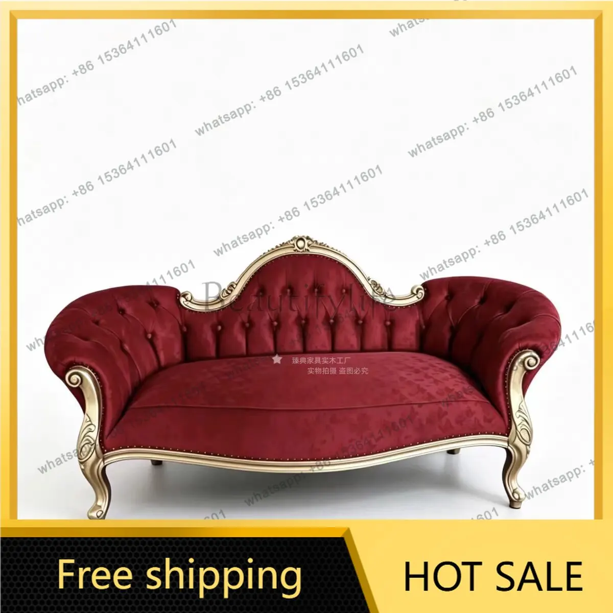 Wooden Red European Sofa Individual Reading 2 Seater Dining European Sofa Cosy Vintage Wohnzimmer Vakuum Verpackt Room Furniture