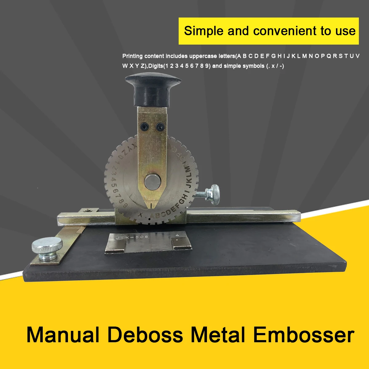 

Manual Deboss Metal Embosser For Stainless Steel Aluminum Copper PVC card Stamping Alphabet and Number Machine