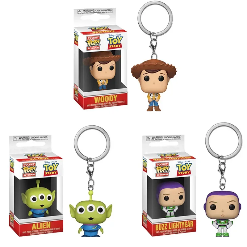 Llavero de Anime Toy Story 4 con Figuras de Acción de Forky, Slinky Dog, Woody, Buzz Lightyear y Alien, Colección de Juguetes para Niños, Regalo