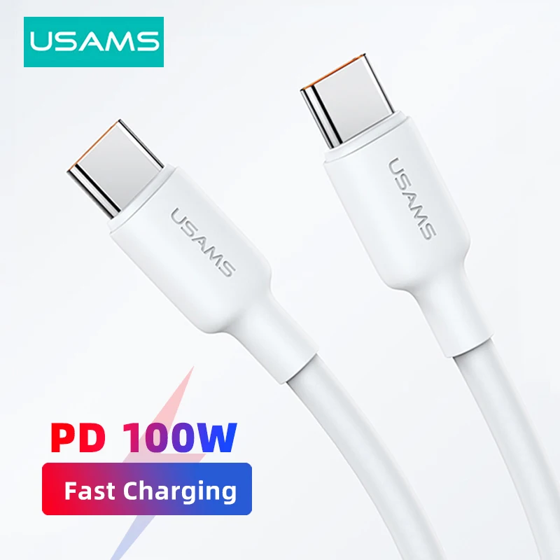 USAMS 100W USB Type C Cable For Macbook iPad Quick Charging Charger Cord 5A PD Fast Charge Cable For iPhone 15 Pro Max MacBook