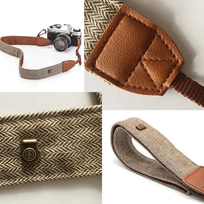 Portable Camera Strap Adjustable Cotton Leather Shoulder Neck Belt for Sony Nikon DSLR Digital SLR Universal Camera Carry Strap