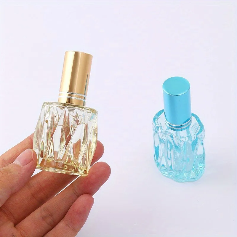 1PC 10ml Welle Gemusterte Bunte Glas Parfüm Dispenser Flasche Tragbare Spray Flasche Nachfüllbare Zerstäuber Duft Leere Flasche