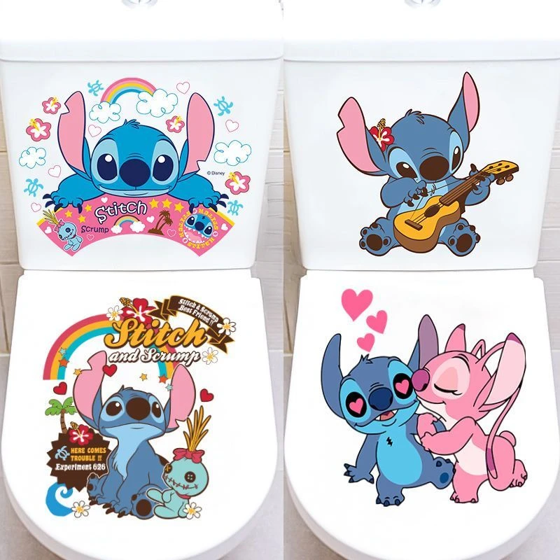 Cartoon Cute Stitch Stickers Bathroom Toilet Lid Cabinet Bathtub Car Electric Car Motorcycle Decoration Stickers Wholesale