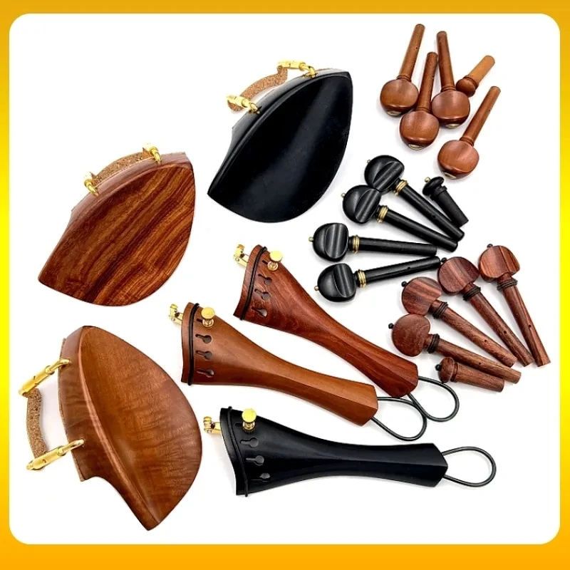 1 set 4/4 violin ebony Tuning pegs rosewood jujube wood Tailpiece parts Endpins violin Chin rest Chin Holder Nylon tail rope