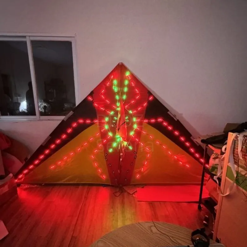 3 SQM delta LED spider red/black/yellow base 544 fabric ripstop umbrella cloth  kite with 10m tubing tails in surper high bright