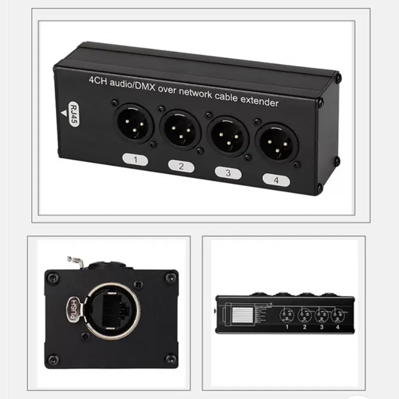 4-Way Xlr Three-Pin DMX-4 Extender Audio Network Cable Extender Stage Audio Lighting Network Extender
