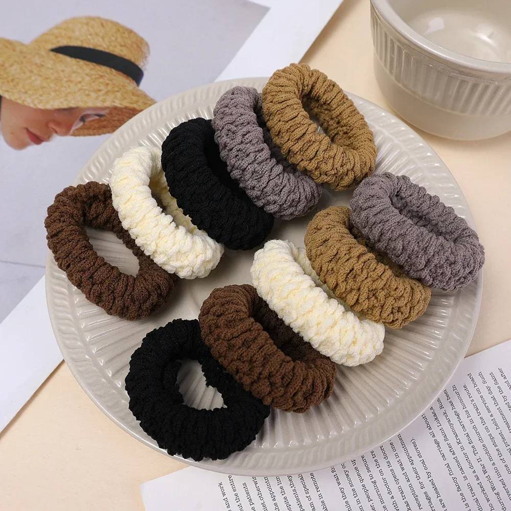 High Elastic Thickened Hair Rope Towel Pleated Seamless Hairs Ties High Ponytail Rubber Band Women Hairs Ring Hair Accessories
