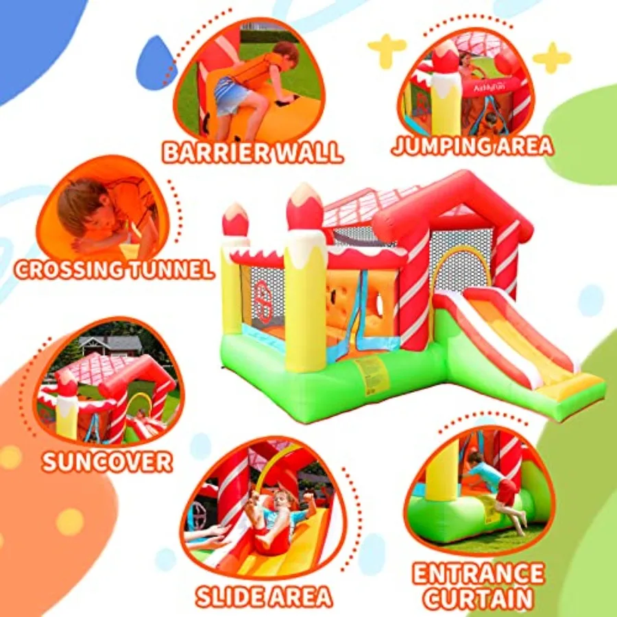 Maison de rebond gonflable, videur d'obstacles et toboggan avec souffleur d'air (maison de rebond de maison rouge)