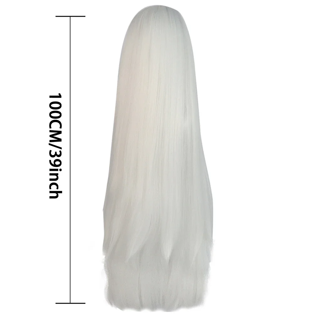 New 2024 Anime Vaggie Cosplay Wig Girl White Long Straight Hair Heat Resistant Synthetic Wigs Cap Masquerade Halloween Dress Up