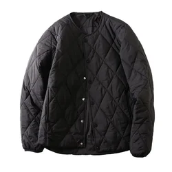 Men's Collarless Diamond-Shaped Plaid Jacket, Cotton-Padded Coat, Warm Cotton-Padded Jacket, Italian Sle, Foreign Trade y2k ins