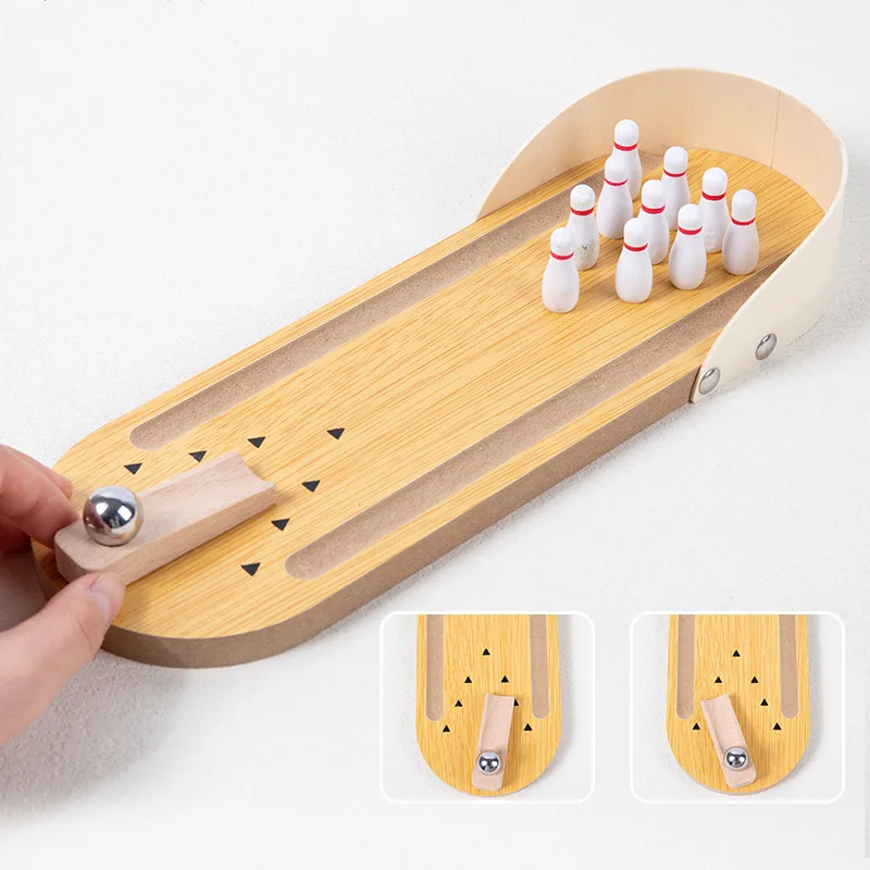 Mini jeu de bowling de bureau en bois pour adultes et enfants, jouets Fidget de bureau, instituts soulignés, anti-stress