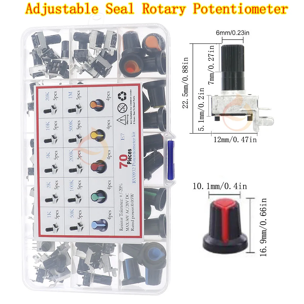 3Pin 5Pin 6Pin Single Dual Potentiometer Kit B1K 2K 5K10K 20K 50K 100K 250K 500K 1M