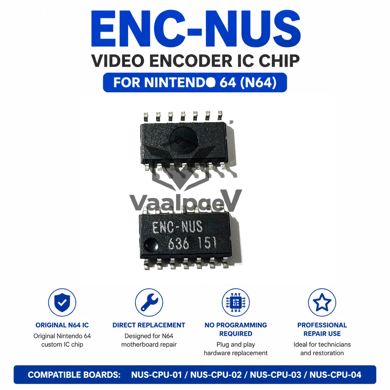 Original NOS ENC-NUS Video Encoder IC Chip For N64 Motherboard NUS-CPU-01 NUS-C…