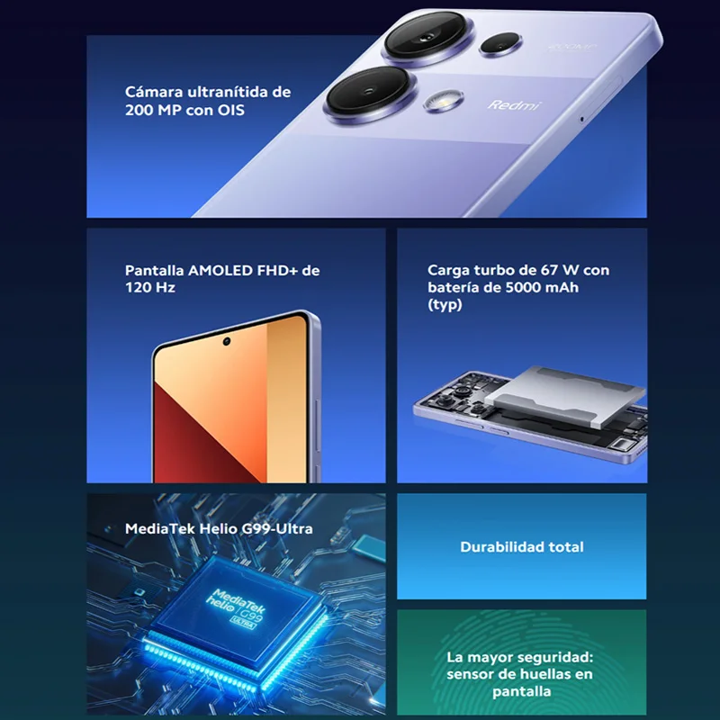 Xiaomi Redmi Note 13 Pro 4G smart phone NFC 120 Hz AMOLED FHD + schermo 67 W 5000 mAh 200 MP fotocamera versione globale