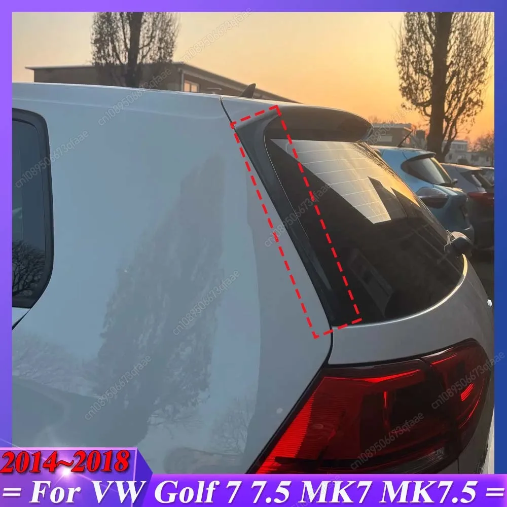Para vw golf 7 7.5 mk7 mk7.5 2014-2018 preto brilhante abs janela traseira do carro lateral tronco spoiler canard canards divisor corpo kit tuning