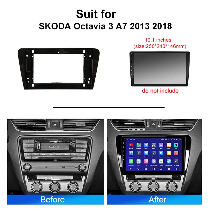 KENVOX Car Android Radio Frame For SKODA Octavia 3 A7 2013 2018 10 inch 2DIN Fascia Stereo Panel Harness Wire Canbus Box Cord