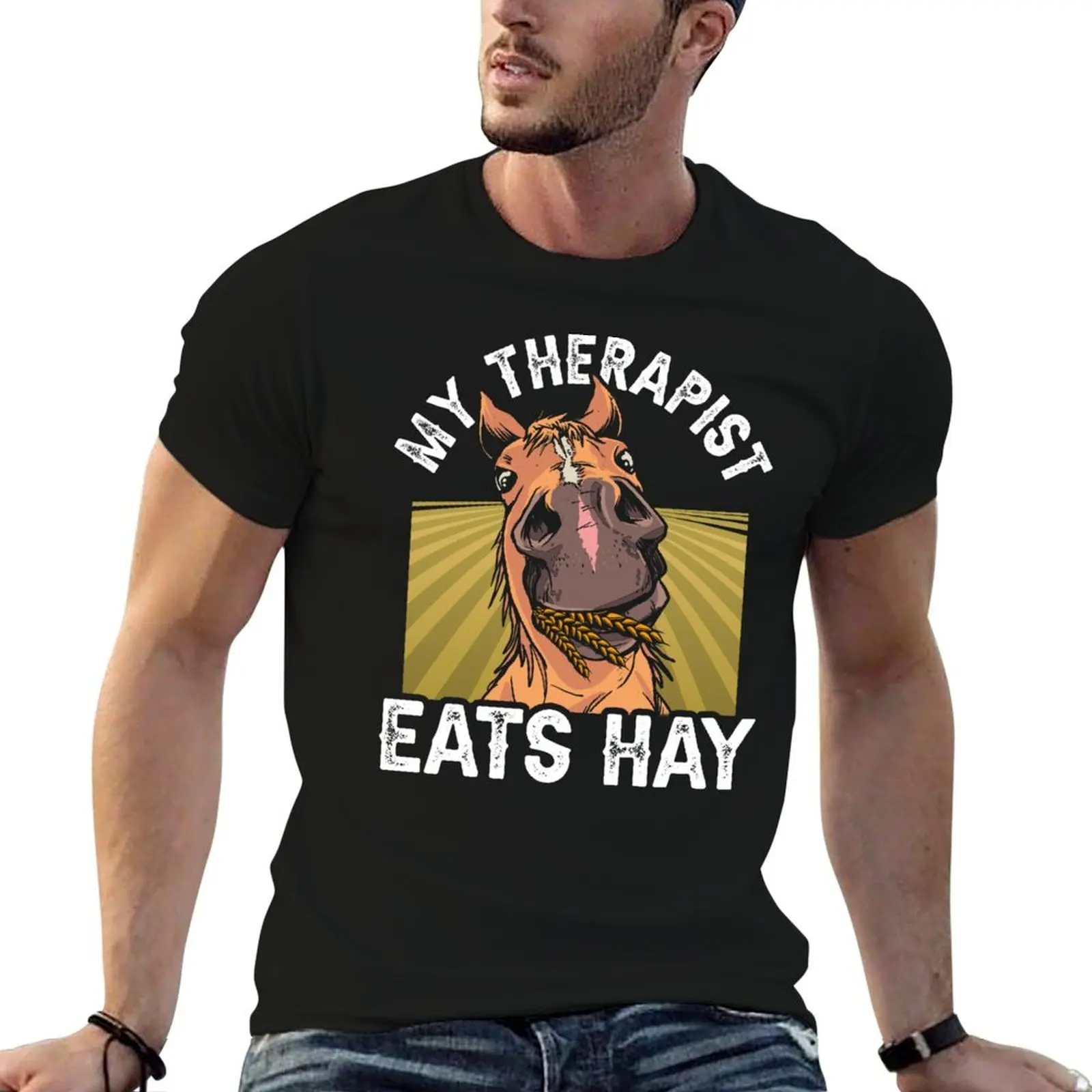 

My Therapist Eats Hay Rider Horse Riding Lover T-Shirt t shirt for man t shirt for man 100 percent cotton T-Shirt