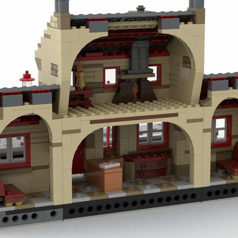 Filme cena de rua modelo moc tijolos de construção hogsmeader estação tecnologia blocos modulares presentes brinquedos de natal diy conjuntos montagem