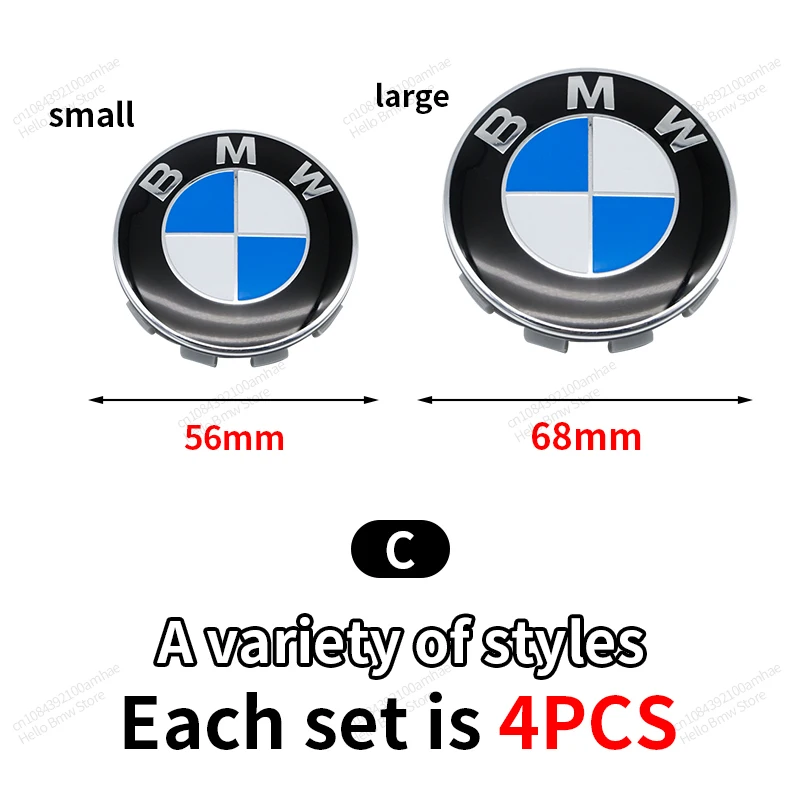 4Pcs 68MM 56MM Car Wheel Center Caps for BMW E90 E46 F10 F30 E87 F20 G20 E60 E39 E92 F11 F31 E61 F25 E36 X3 X5 Car Accessories