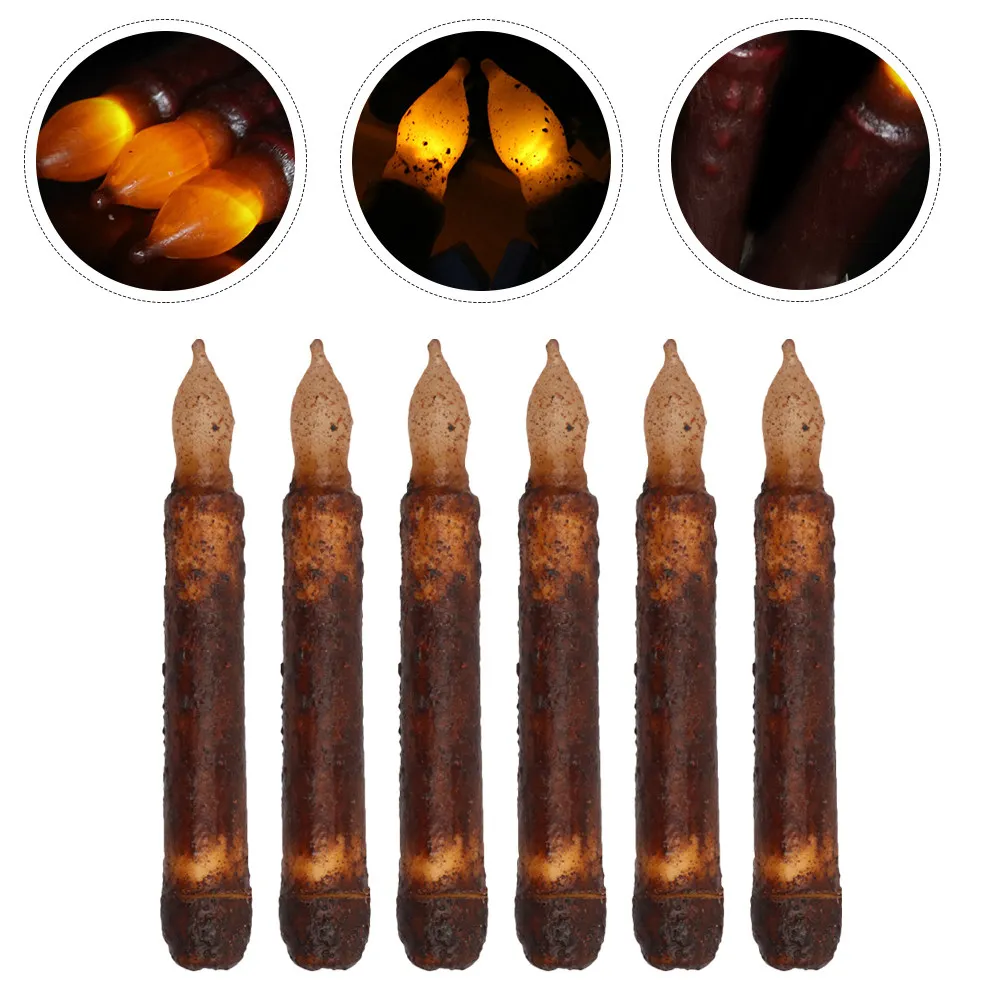 

Набор из 6 электронных светодиодных свечей (черные, без пламени) для декоративного освещения дома, бара, ресторана на Рождество