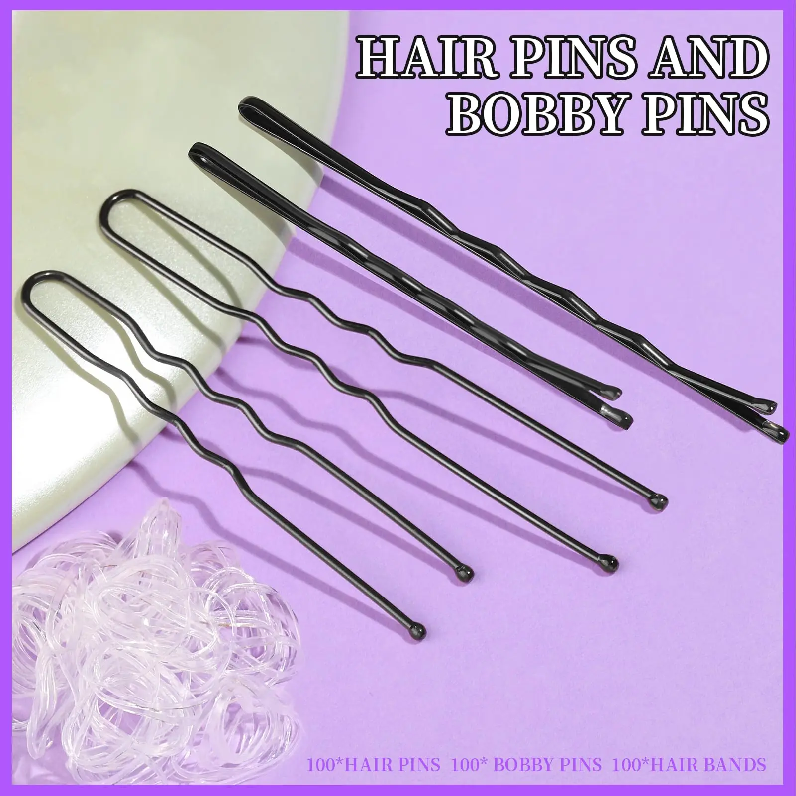 Black Hair Pins 3 Size Bobby Pins for Buns Hair Pins for Women