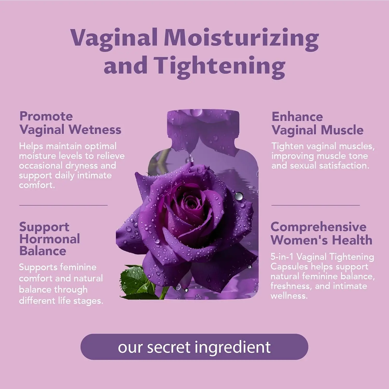 Vaginal Tightening Capsules for Women – Kacip Fatimah, Manjakani & Slippery Elm – Supports Feminine Firmness, Elasticity & Intimate Moisture – 60 Vegan Capsules