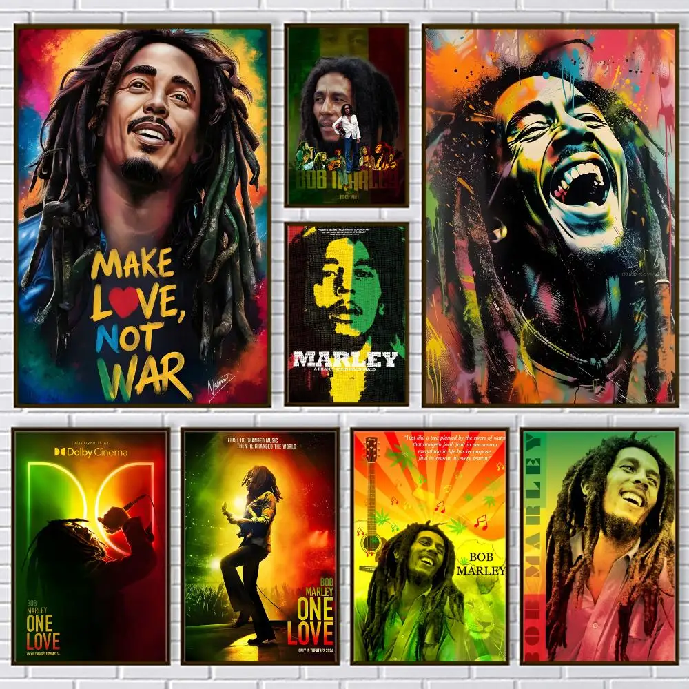 Reggae Singer Bob Marley Poster PP Paper Wall Art for Living Rooms Bars Cafes Stylish Home Decor Gift