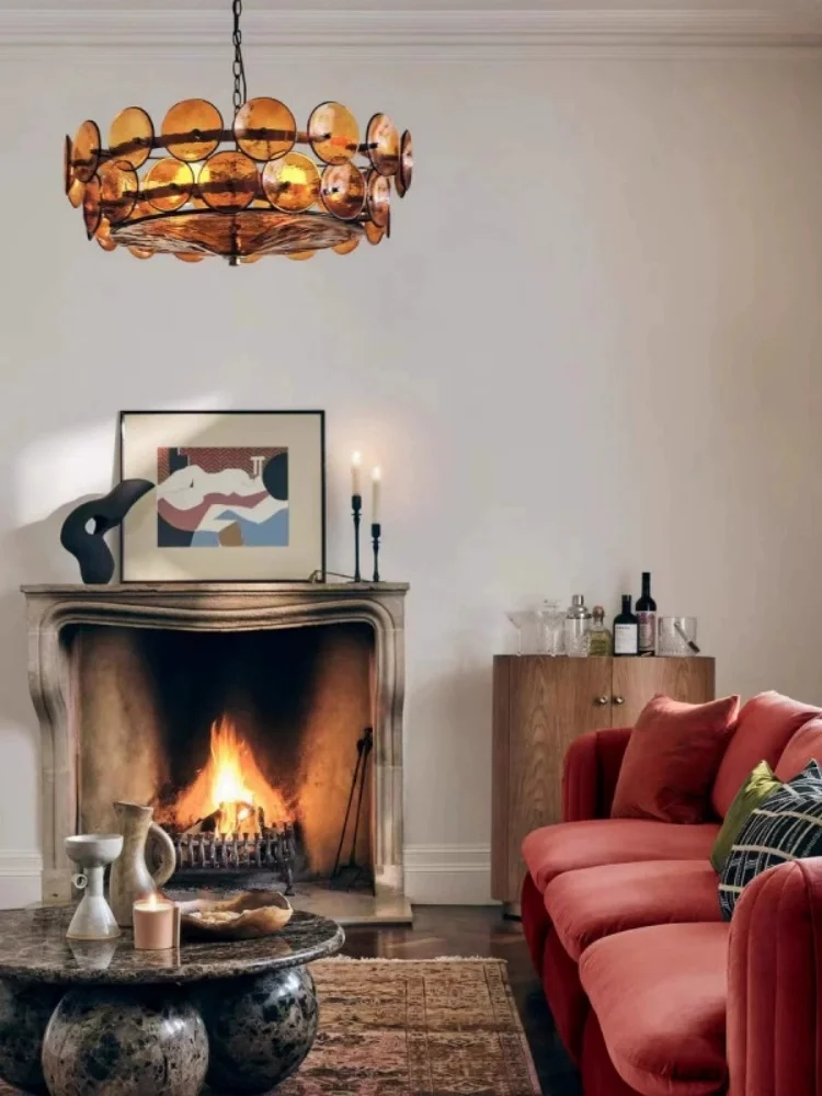 Französische Retro Braune Glas-Pendelleuchten Wohnzimmer Schlafzimmer Restaurant Küche Hotel Luxus-Kronleuchter Wohndekor Lampen Leuchten