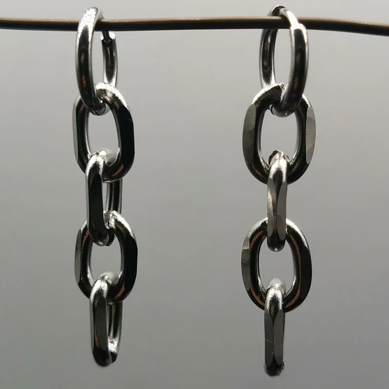 Punk Chain Shape Metal Dangle Earrings for Women Hip Hop Vintage Creative Cool Trendy Drop Earrings Kpop Statement Jewelry view 3