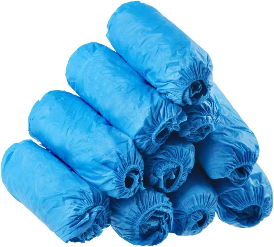 

Disposable Shoe Covers 100 Pack, Blue CPE Boot Covers with Slip-Resistant Bottom for Construction, Home, and Carpet Protection