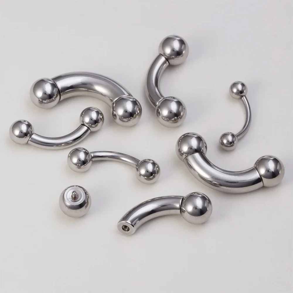 Big Size Surgical Steel Straight Barbell Ring Curved Banana Penis Tragus Piercing PA Nipple Barbell Nose Ring Piercing Jewelry