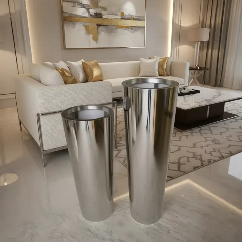 for Modern Indoor Stainless Steel Floor Vase Home Garden Decor Tall Decorative Flower Pots Large Planters for Hotel