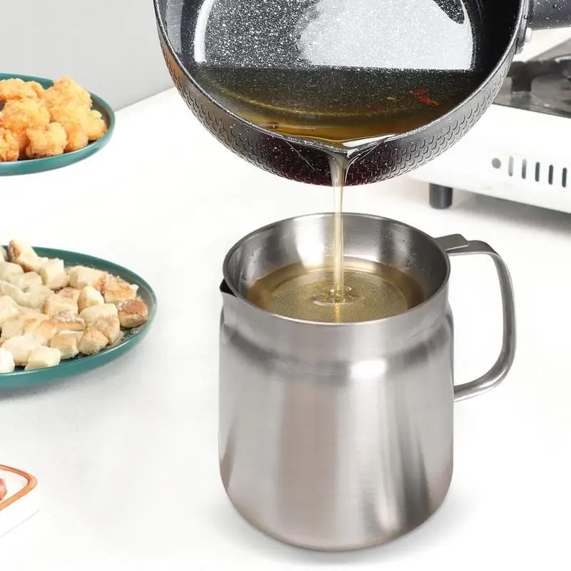 

Stainless Steel Filter Cup Grease Separating Container Outdoor camping picnic oil storage tank Portable oil filter jug