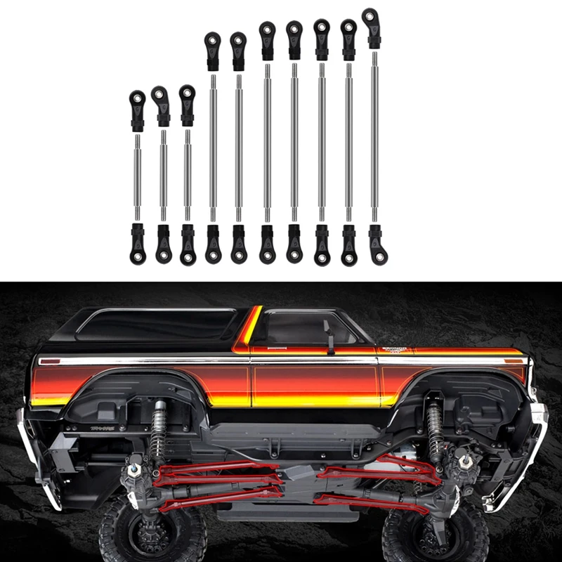 10 sztuk łączniki zawieszenia ze stali nierdzewnej łącznik drążka 312Mm rozstaw osi dla Traxxas TRX4 Sport Blazer G500 1/10 RC Car