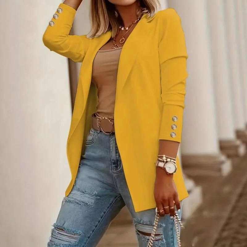 

Women's Long Sve Top Jaet Casual Sle Polyester Fiber Busin Leisure Suit 3D Effect Iron-Free Procing