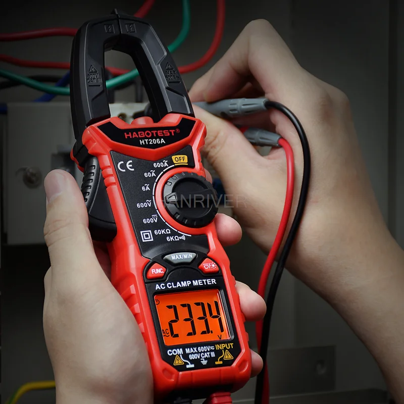 HT206 AC Digital Clamp Meter Multimeter Pinza Amperimetrica True RMS High Precision Capacitance NCV Ohm Hz Tester