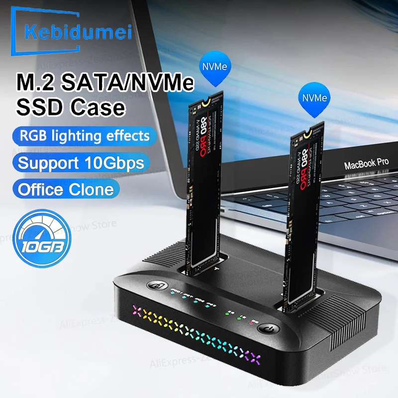 M.2 nvme/sata estação de encaixe de disco rígido de dois sentidos clone disco rígido m.2 ssd duplicador usb3.2 gen2 ssd adaptador gabinete