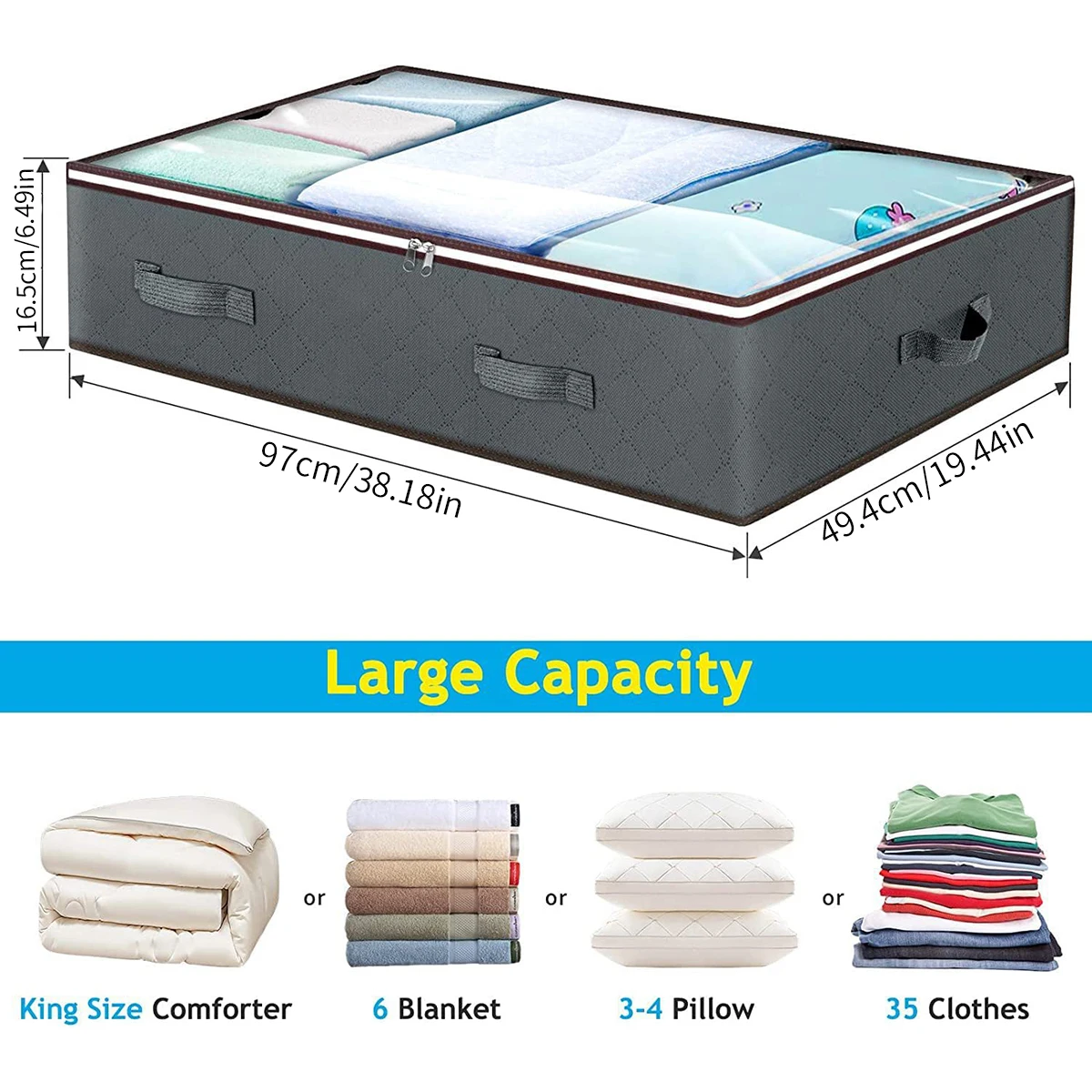 1PC Collapsible storage box Bed bottom cotton quilt storage bag Wardrobe clothes dustproof moisture-proof bag