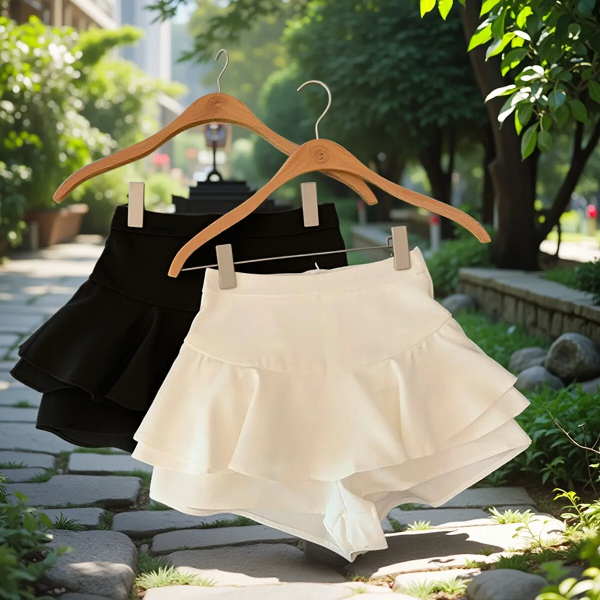 Gonna con orlo in pizzo bianco Gonna da donna primavera estate di piccole dimensioni Versatile soffice a vita alta che dimagrisce gonna a trapezio asimmetrica