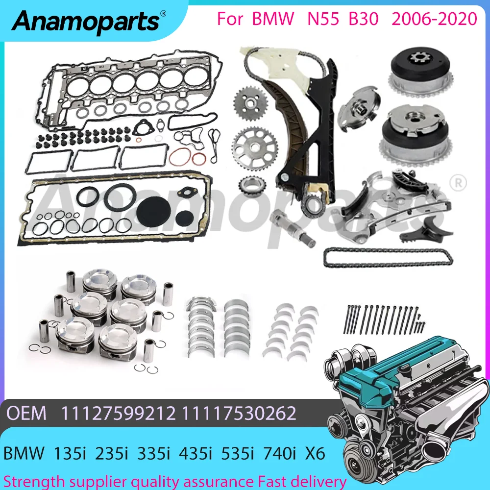 Engine timing chain full gasket reassembly overhaul package for 06-20 BMW N55B30 N55B30A X6 Z4 135i 335i 535i 3.0L 11127599212