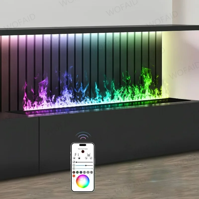 Water Vapor Fireplace with  Electronic + Bluetooth 5-years warranty ,Fireplaces with App Smart Remote Control,Touch Panel Stoves