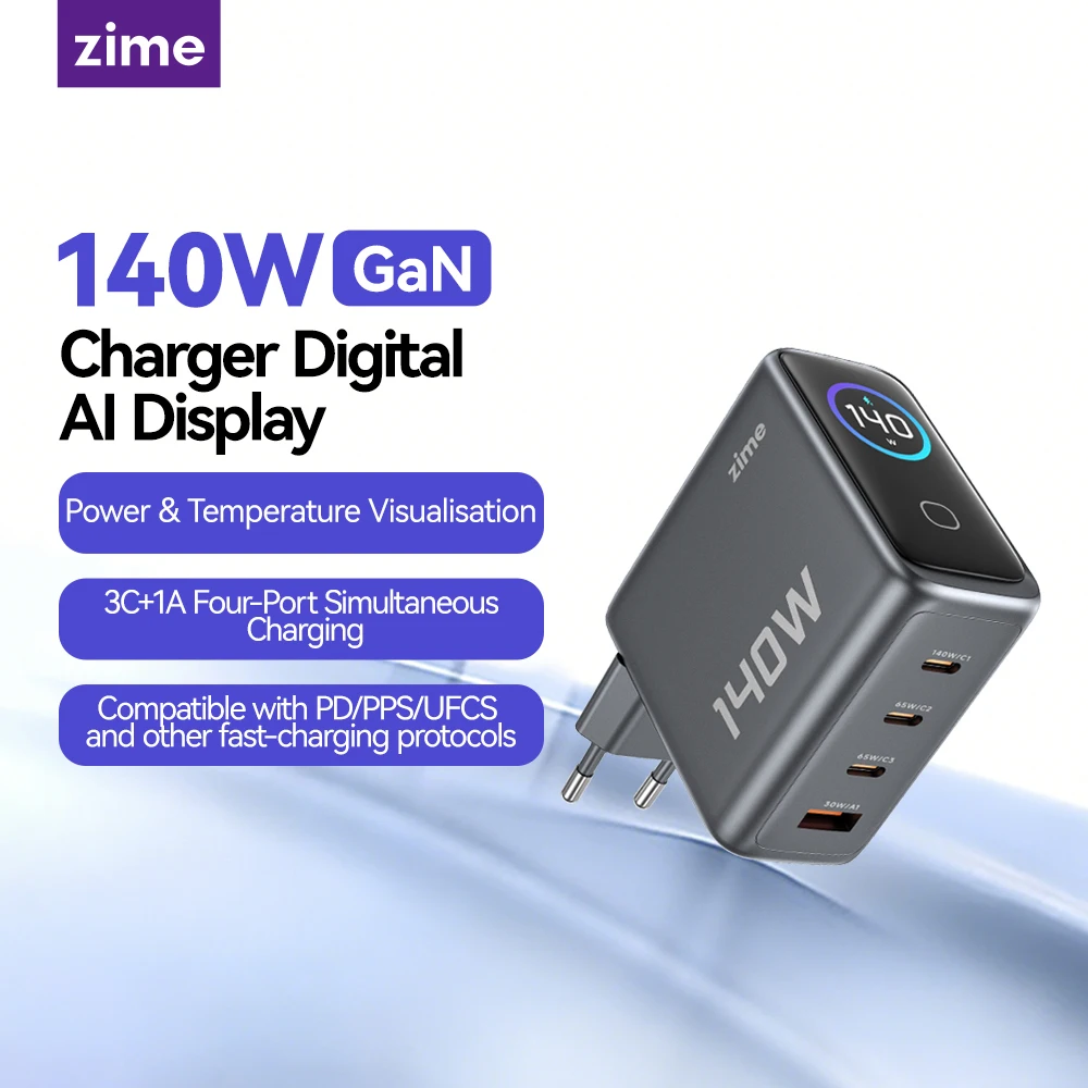 [New Sale] zime 140W GaN Charger  PD Charger 3C1A Port Fast Charge For Macbook Tablet Phone Charger For iPhone 17 16 15