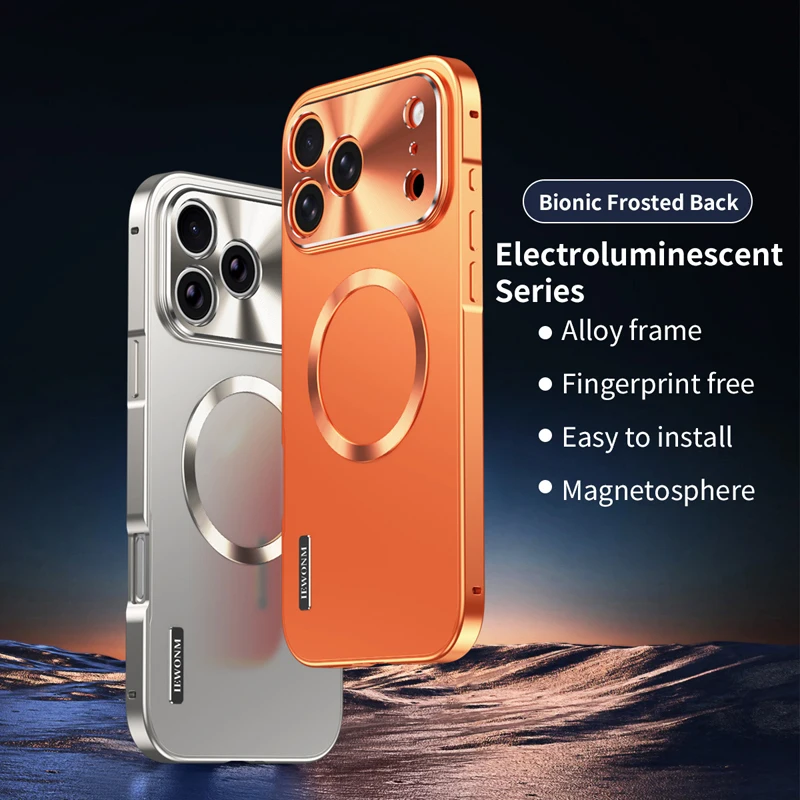 

For iPhone17 Pro Max 17 Pro Air Case Magnetic Frosted PC+ Aluminum Alloy Metal Frame Skin Friendly Anti-Fingerprint Back Cover