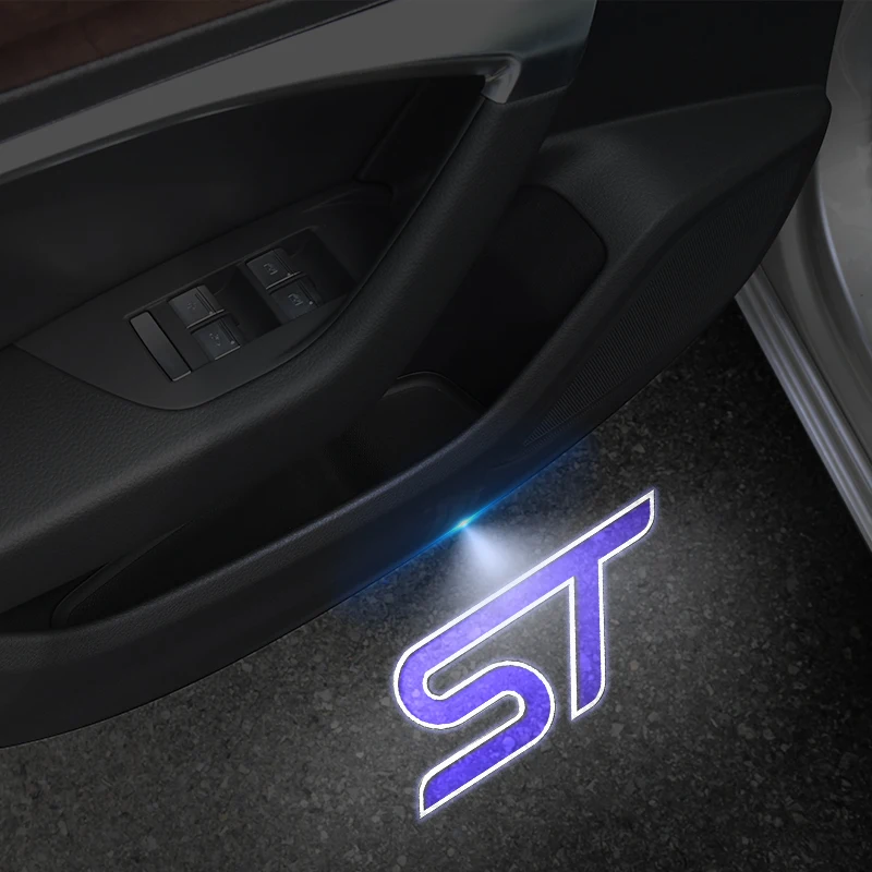 ST Logo Wireless Courtesy Car Door Projector LED Welcome Lights For Ford Puma Mondeo Focus Fiesta Kuga Explorer Everest Decor