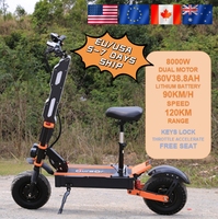 TOURSOR Fast Shipping 8000W Adult Two Wheel 60V 14 Inch Electric Scooter Dual Motor Powerful Adult E Scooter With Seat