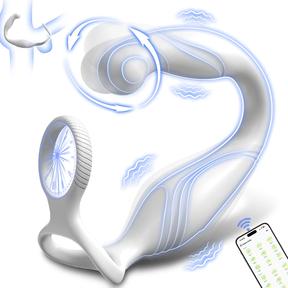 App لعبة الجنس هزاز للرجال جهاز تدليك للبروستاتا المزدوج القضيب الدائري خواتم الديك الشرج تهتز بعقب المكونات الكبار لعبة الشرج للرجال #6