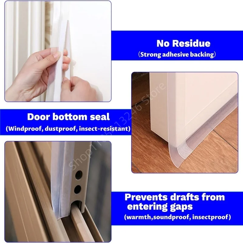 5M Self-Adhesive Silicone Seal Strip Door Window Weather Windproof Sealing Tape Door Bottom Sound Insulation Sealing Strip