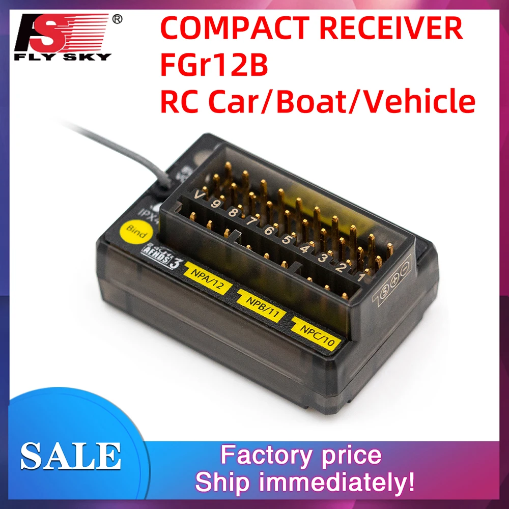 

FlySky FGr12B 2,4G 12-канальный радиоуправляемый приемник PWM PPM i-bus для передатчиков AFHDS3, радиочастотные модули PL18/NB4/NB4 Lite, радиоуправляемый автомобиль, лодка, автомобиль