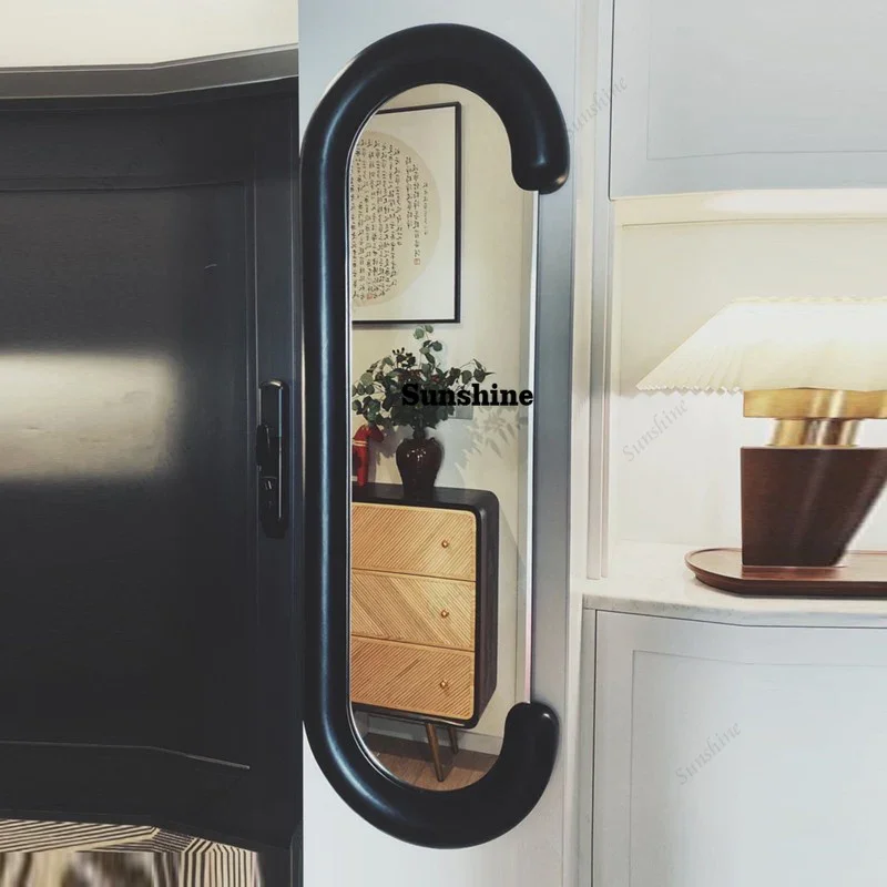Korean Style Bedroom Mirror Cute Funky Oval Hanging Mirror Girls Aesthetic Vanity Wall Modern Espelhos Living Room Decorations