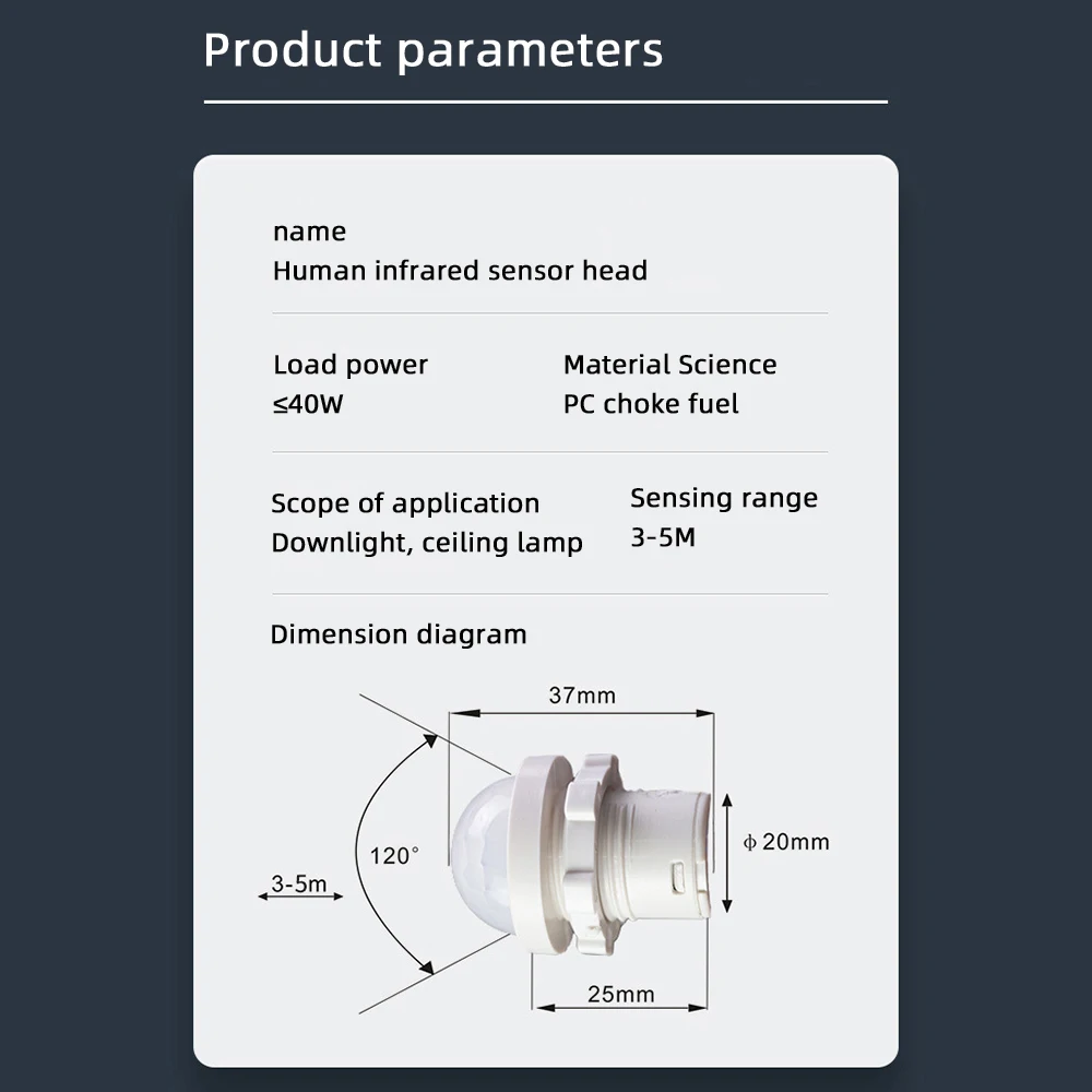 Motion Sensor Induction Switch PIR Infrared Human Body Detector Human Presence Sensor Switch AC110-240V DC 12-24V 30S Delayed